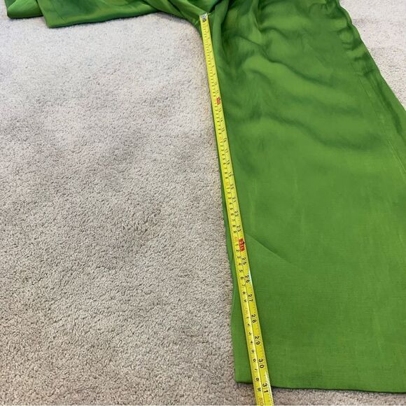 Zara green high waisted saint effect front cross over wrap pleated wide leg pant - Picture 11 of 13